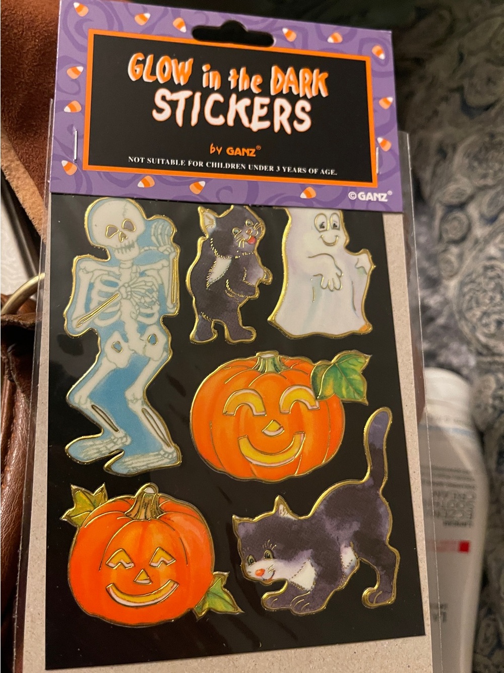 Vintage Ganz Glow-in-the-Dark Halloween Stickers - Orange & Black